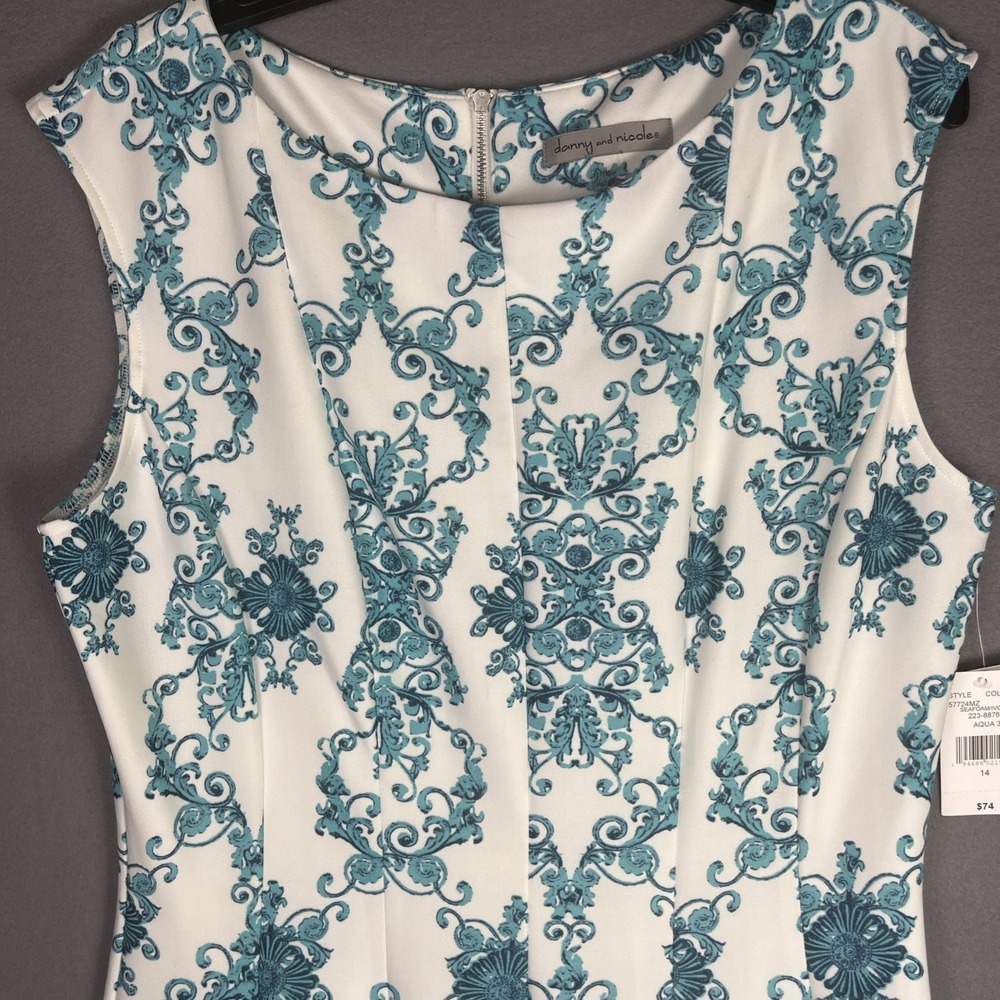 NWT- Danny and Nicole Floral Fit & Flare Dress Seafoam Ivory Women SZ 14 - Picture 2 of 7